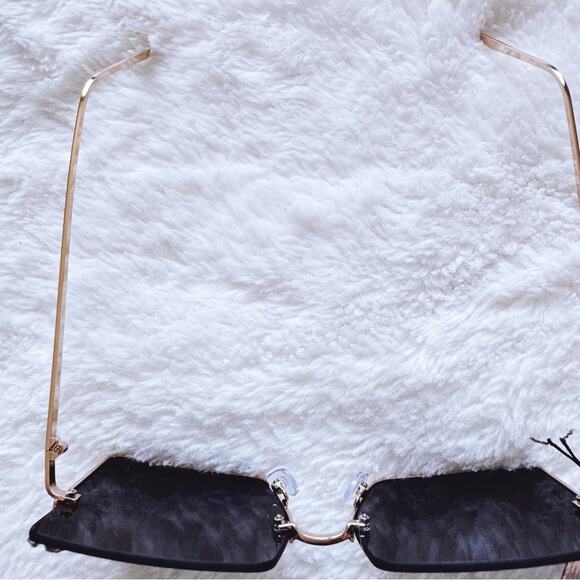 Nora Black w/ Gold Rims Square Sunglasses - Picture 5 of 13